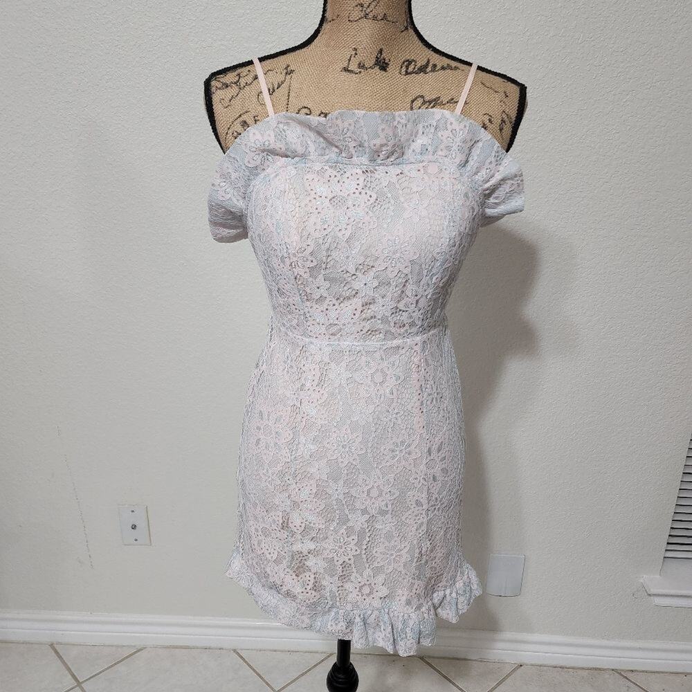 Bcbg generation lace ruffled bodice bodycon mini party dress size‎ 0